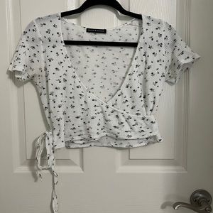 Blue Floral Brandy Melville Wrap Top
